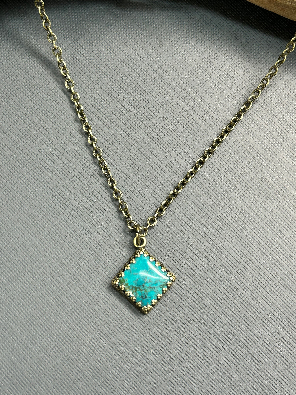 Square Turquoise necklace antique setting