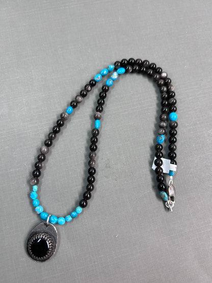 Black Onyx and turquoise necklace