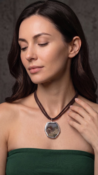 Moss Picture Agate necklace natural Gemstone