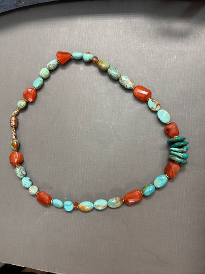Turquoise and Carnelian necklace