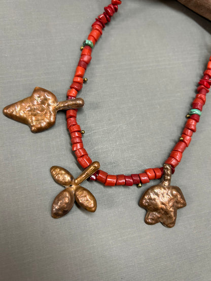 Leaves and Coral necklace