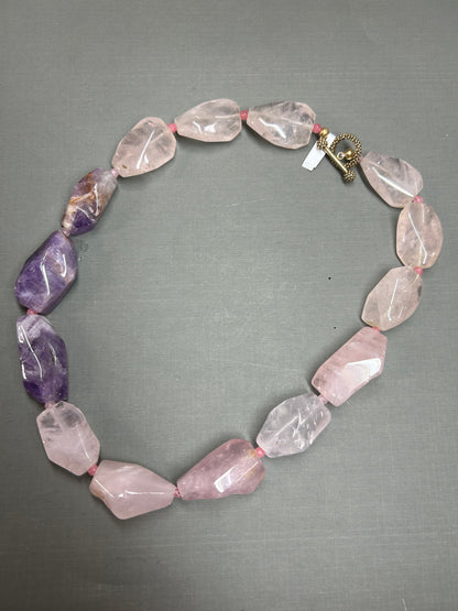 Amethyst and Rose Quartz Statement Necklace