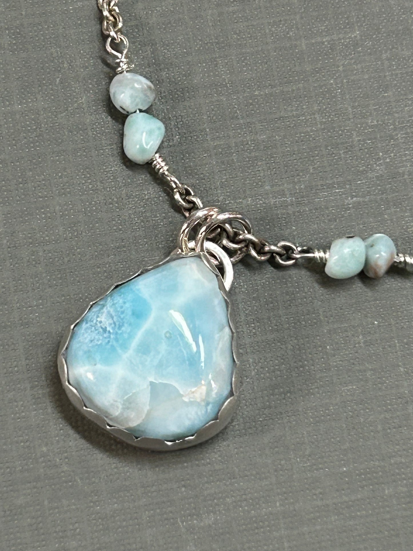 Larimar silver necklace