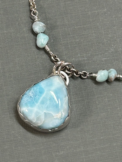 Larimar silver necklace