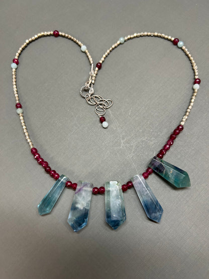 Fluorite and Ruby necklace