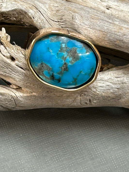 Blue turquoise gold ring