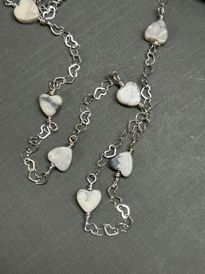 Hearts necklace-White and silver