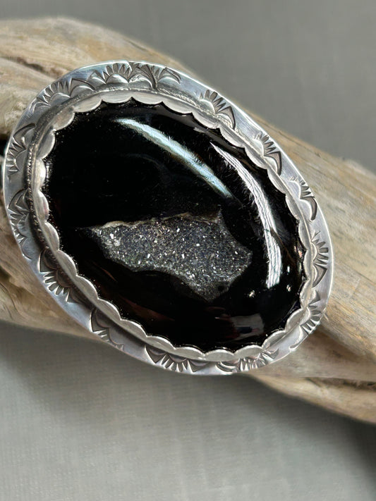 Black onyx ring-silver