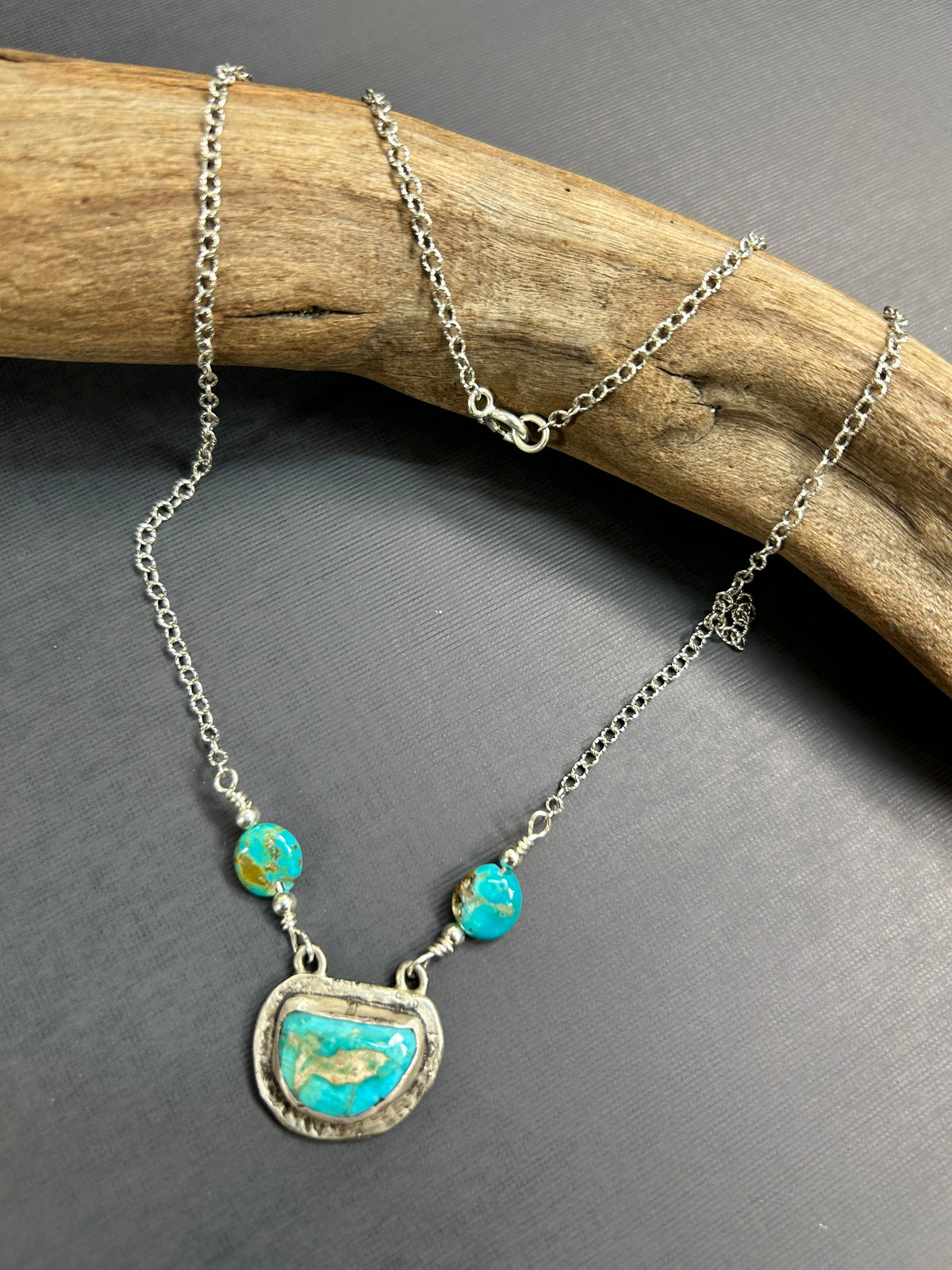 Turquoise “Fish” silver necklace