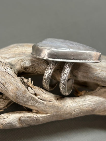 Rainbow moonstone heart ring-statement ring