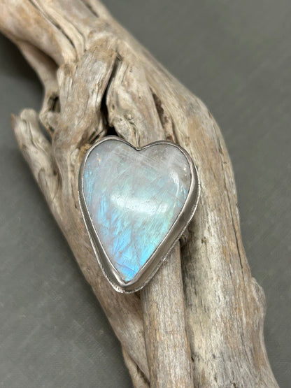 Rainbow moonstone heart ring-statement ring