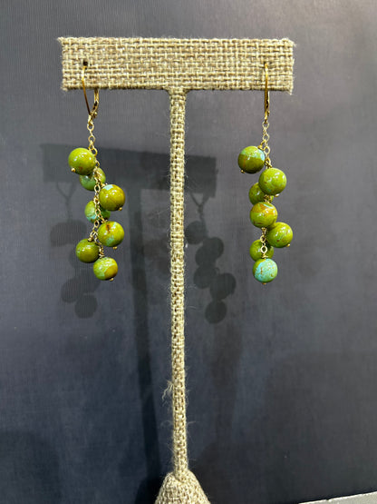 Green Turquoise Sphere earrings-Kinetic