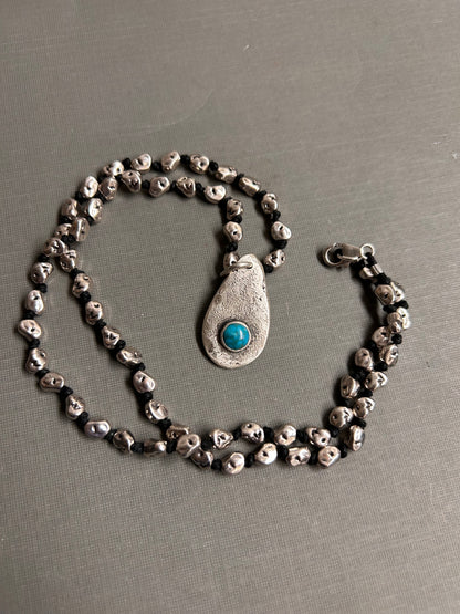 Turquoise in recycled silver necklace