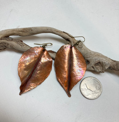 Leaf earrings copper
