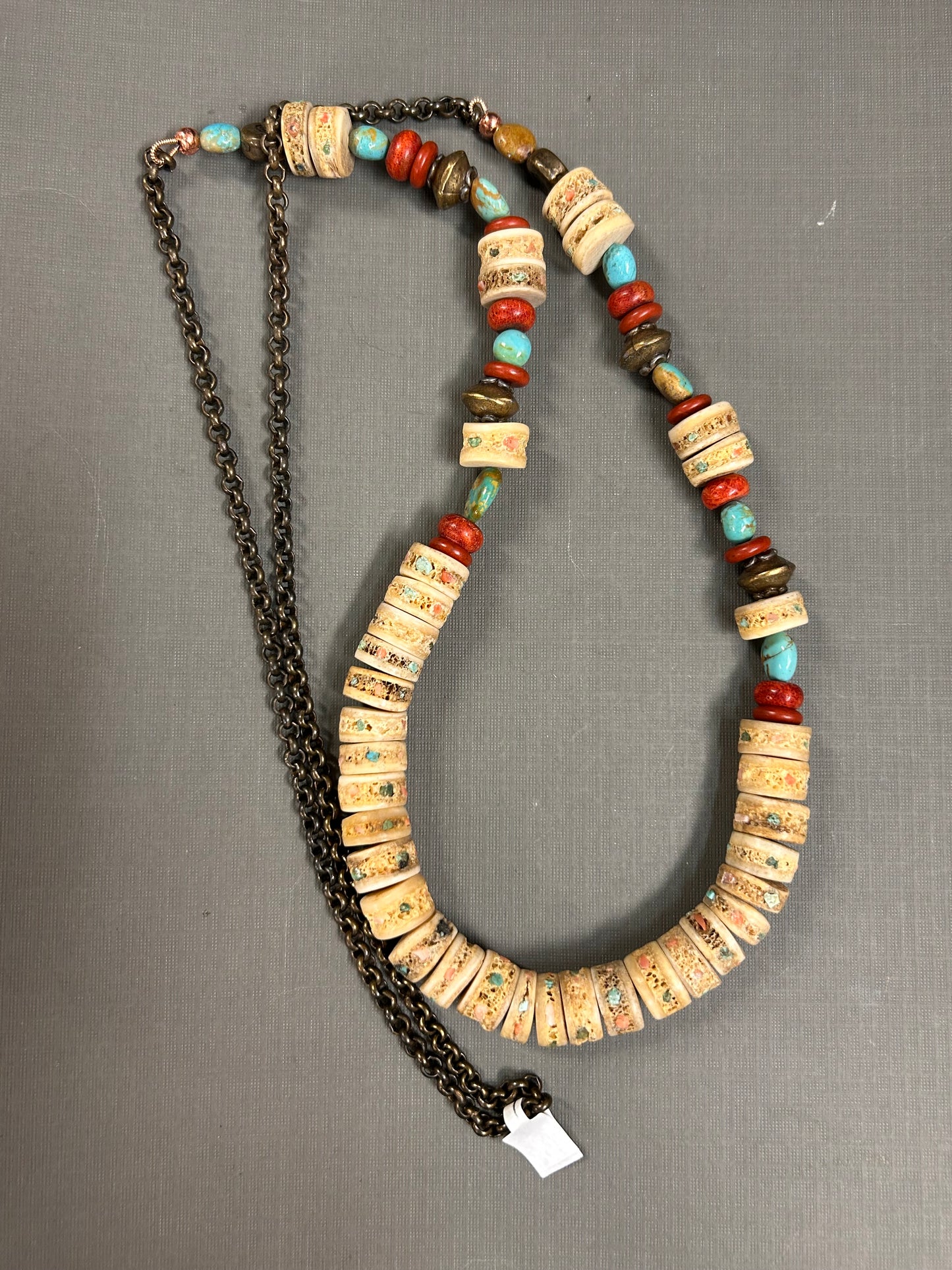 Turquoise and Coral Bone necklace