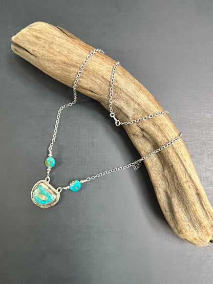Turquoise “Fish” silver necklace