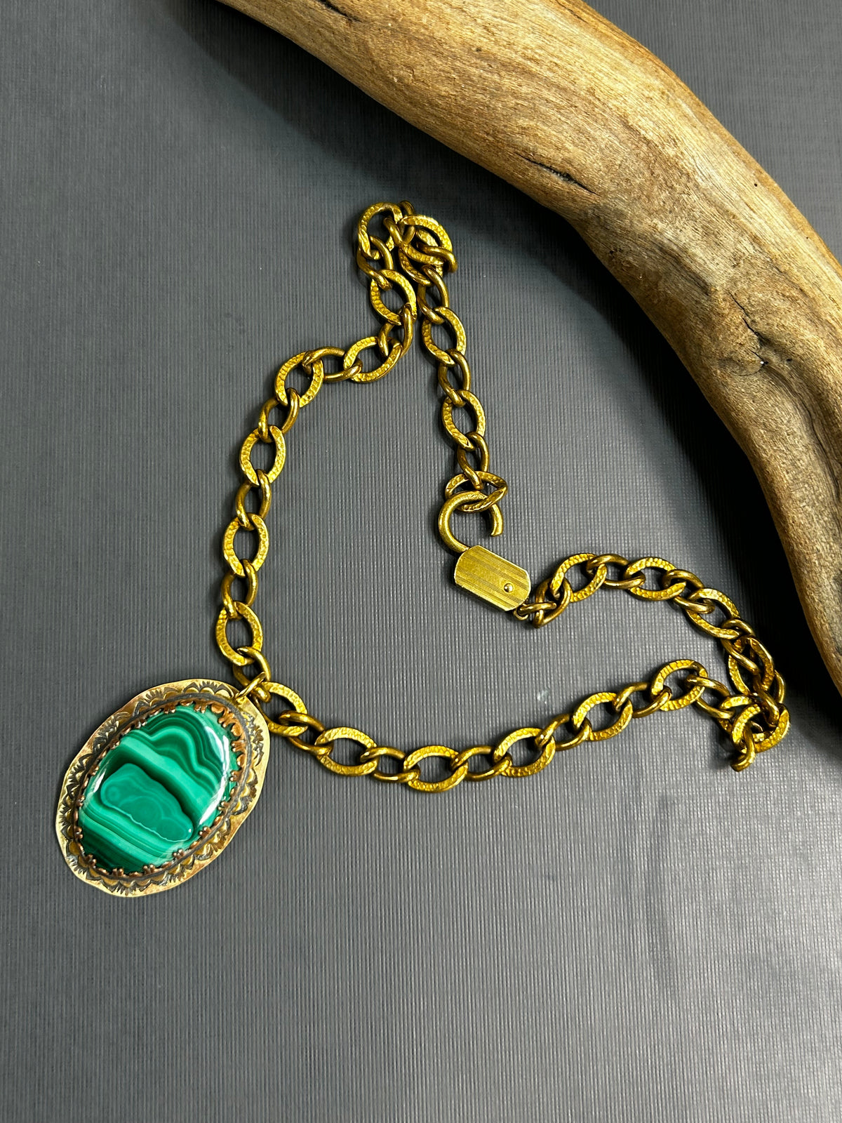 Malachite necklace- Copper and Brass