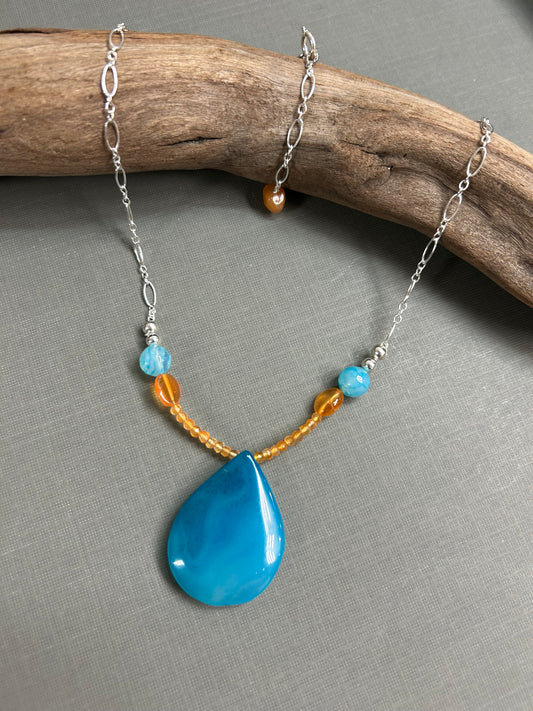Blue Agate Teardrop necklace