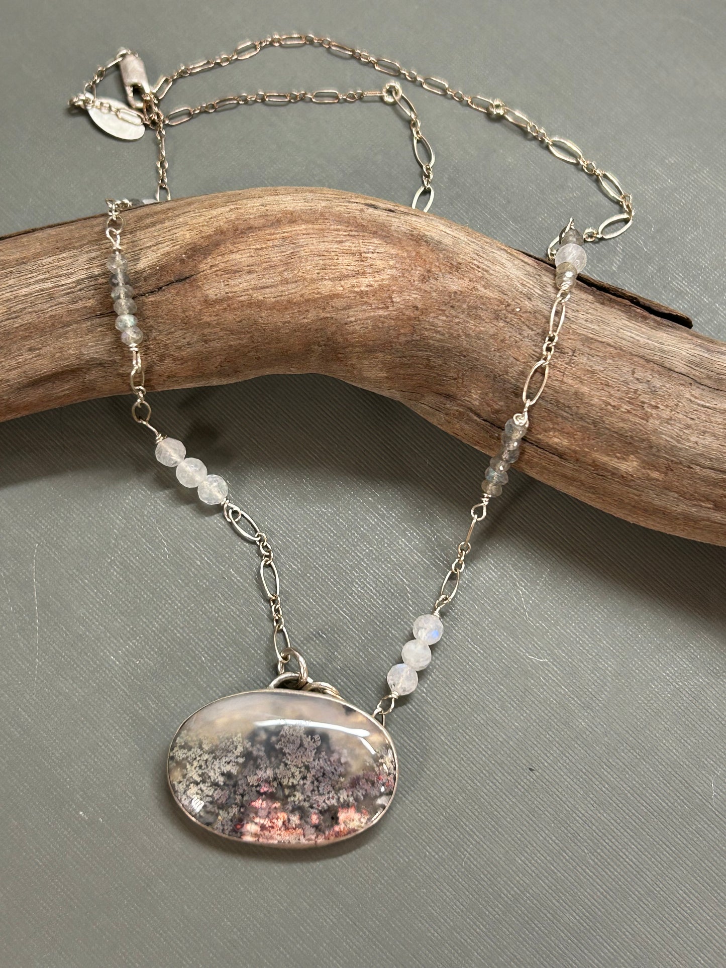 Moss Agate-Underwater scene necklace