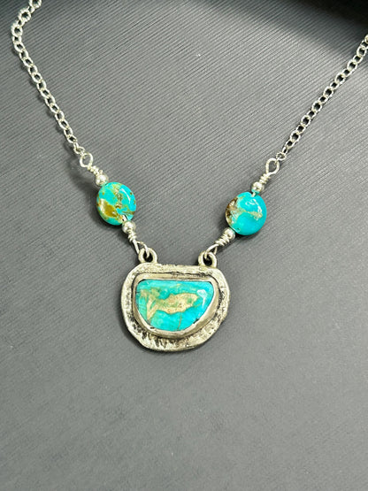 Turquoise “Fish” silver necklace