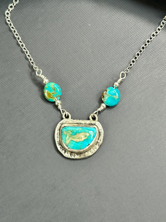 Turquoise “Fish” silver necklace