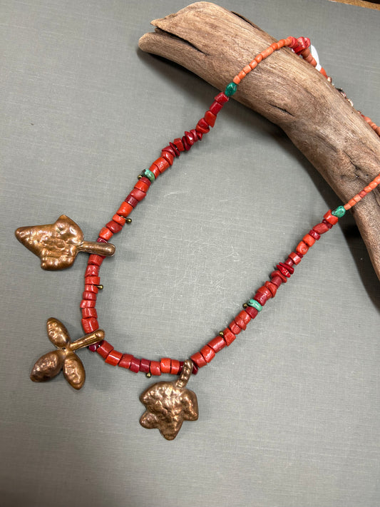 Leaves and Coral necklace