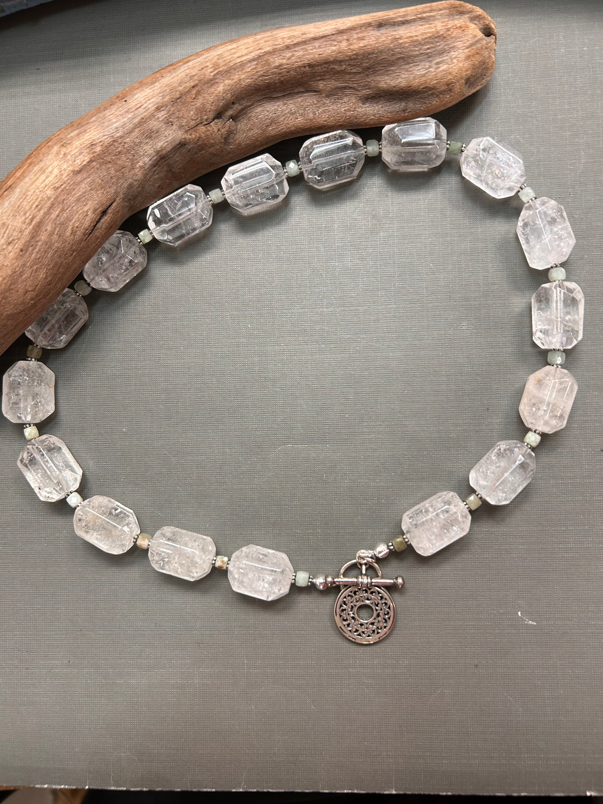 Quartz and Jade chunky necklace