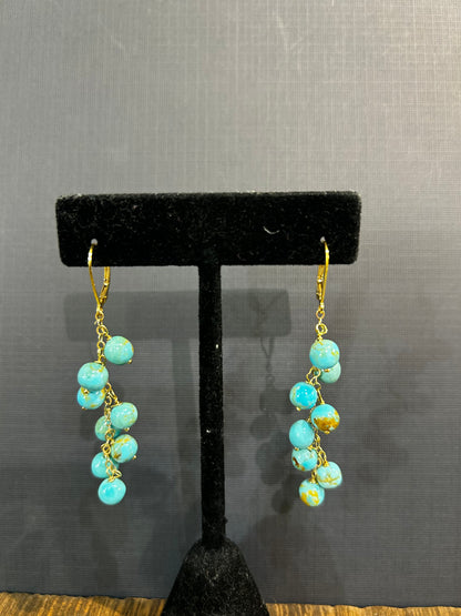 Blue Turquoise Spheres earrings