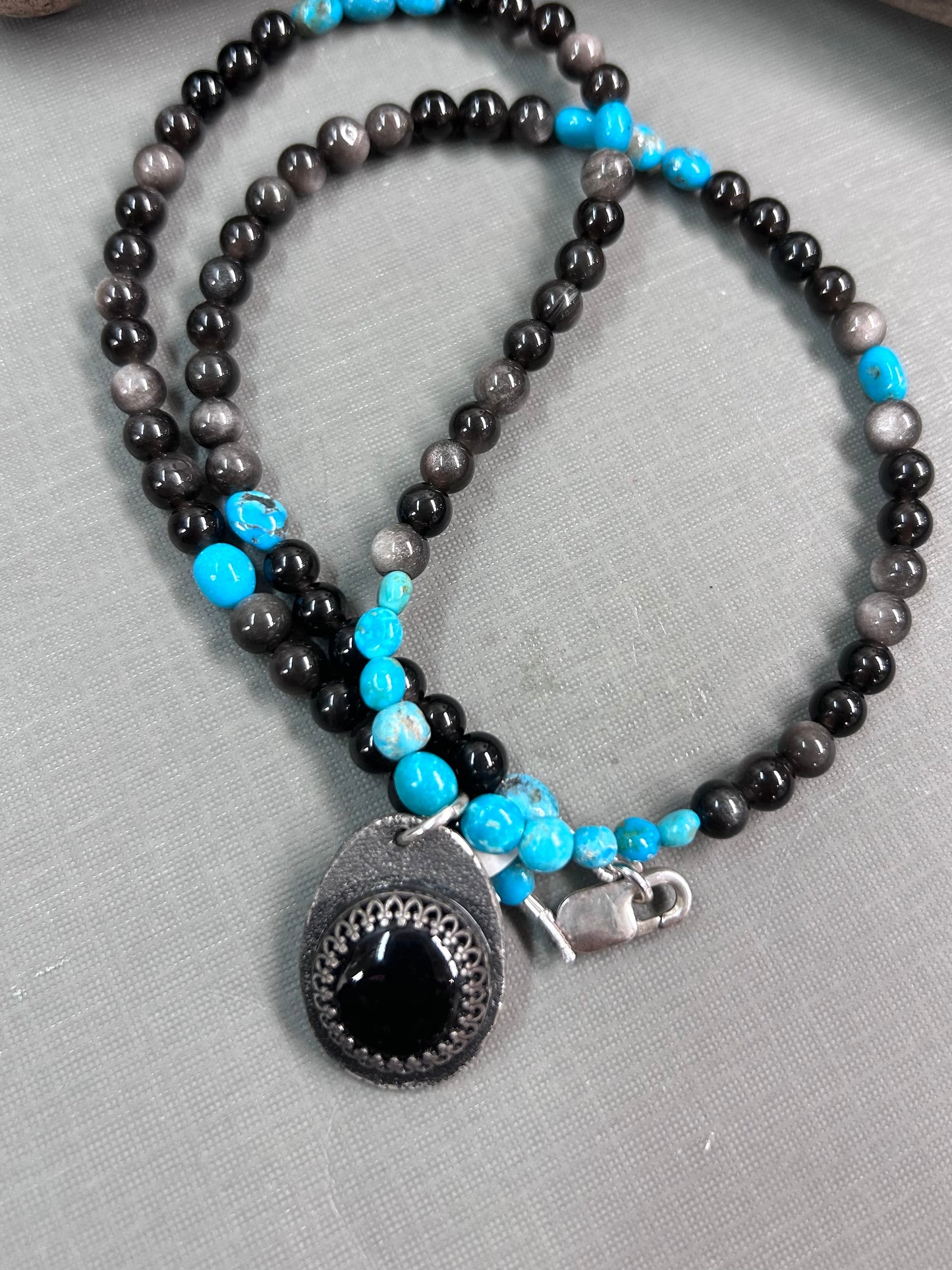 Black Onyx and turquoise necklace