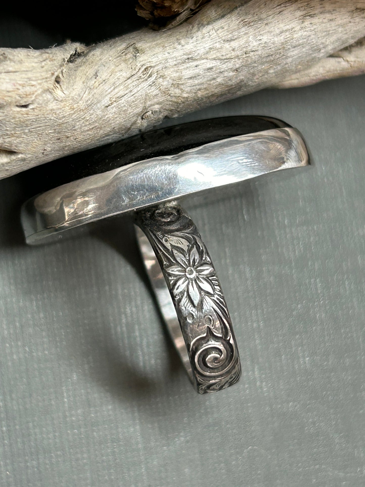 Silver Obsidian ring
