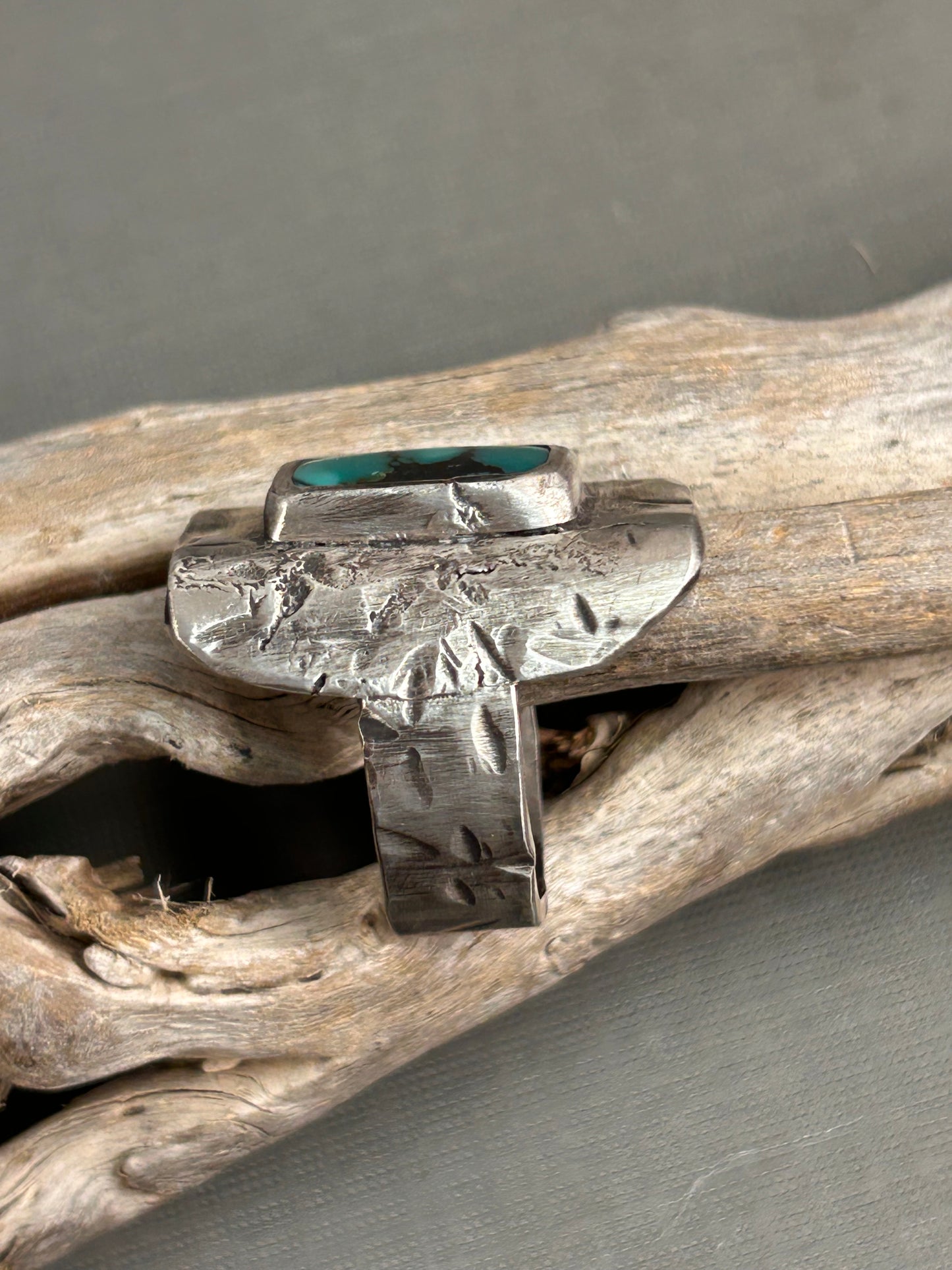 Turquoise silver recycled ring