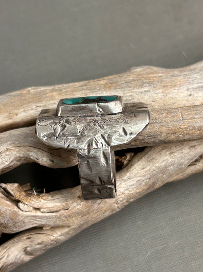 Turquoise silver recycled ring