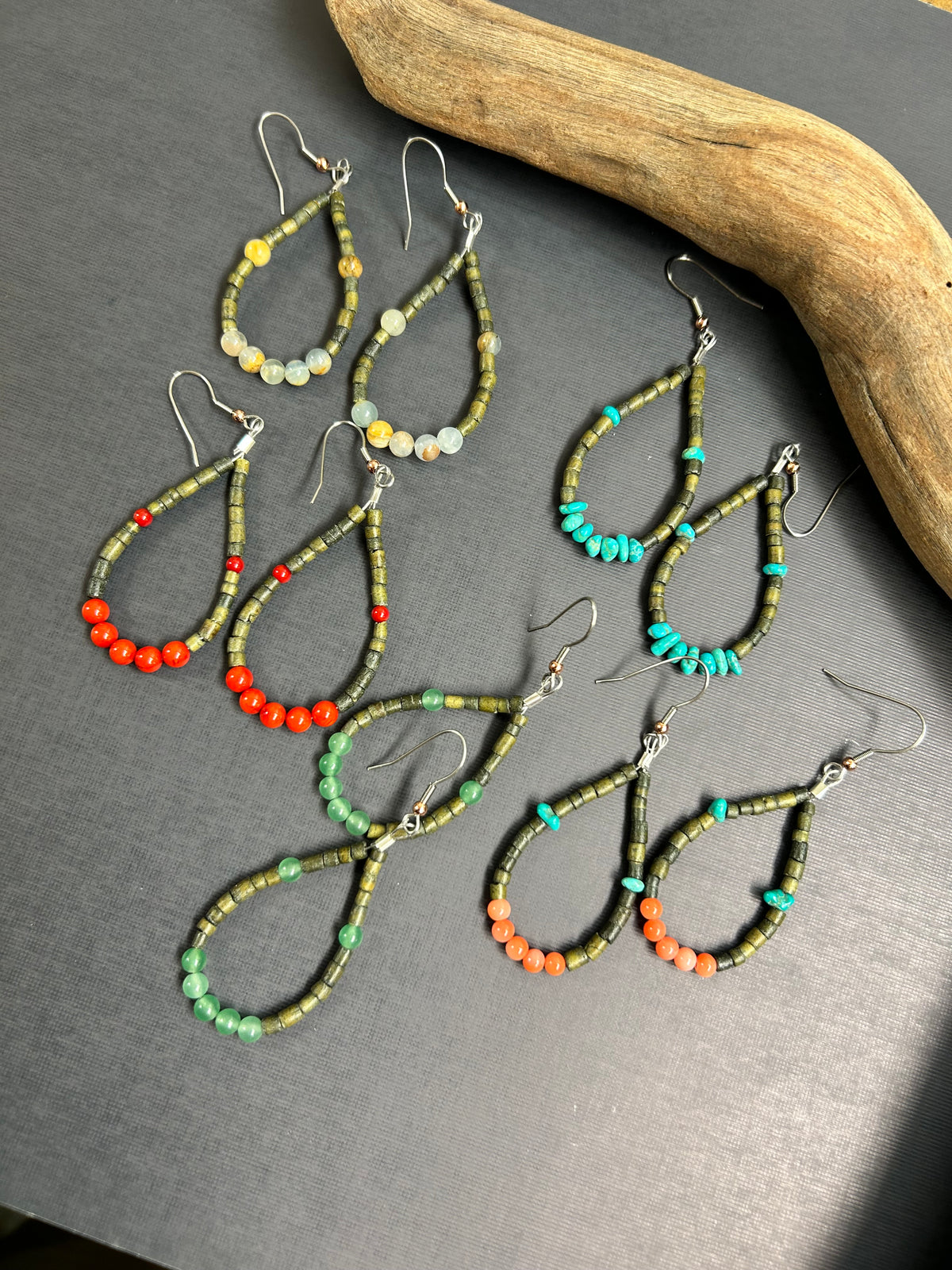 Hoop earrings- gemstones