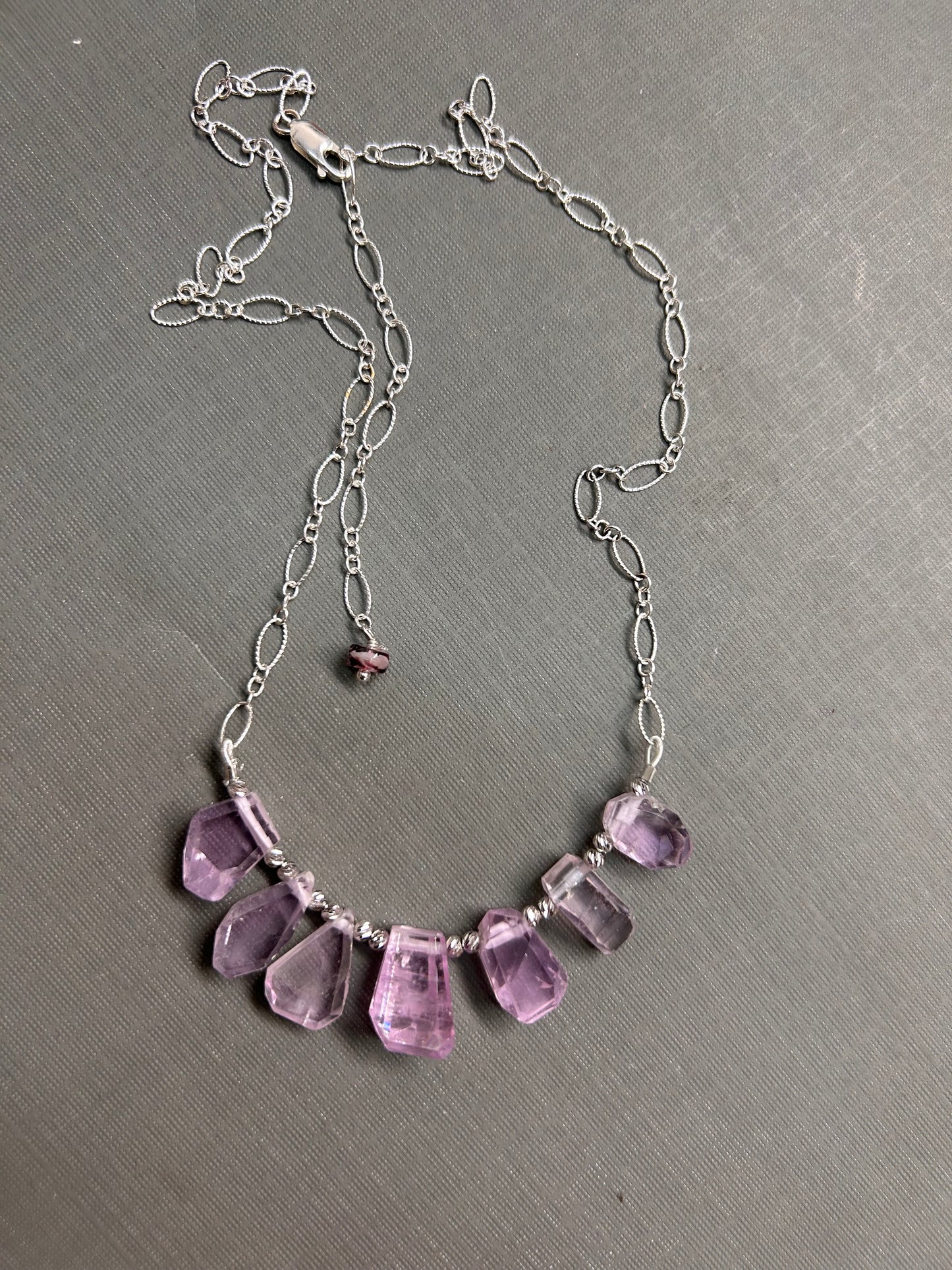Pink Kunzite and silver necklace