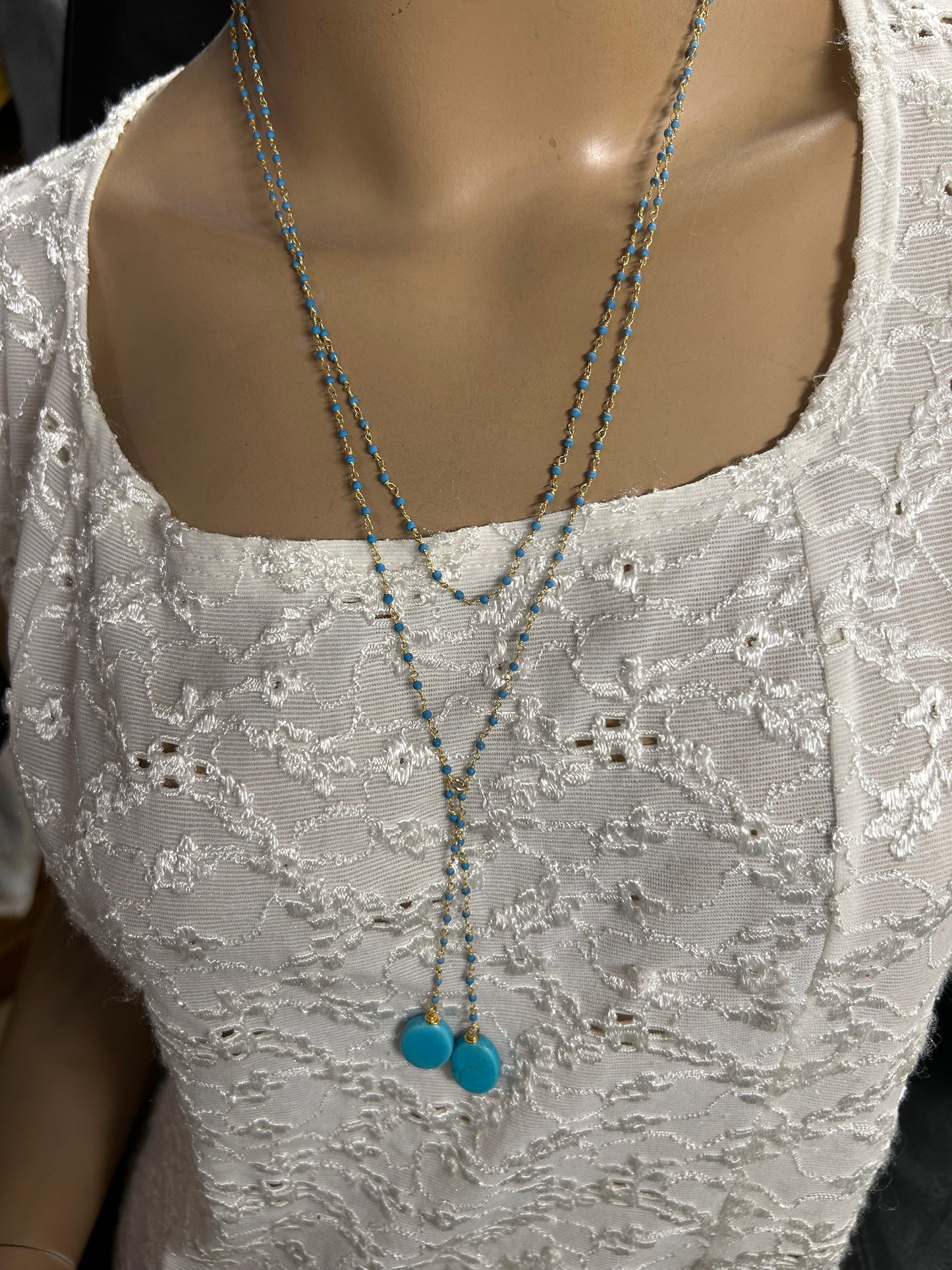 Turquoise double strand necklace
