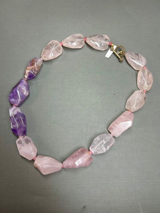 Amethyst and Rose Quartz Statement Necklace