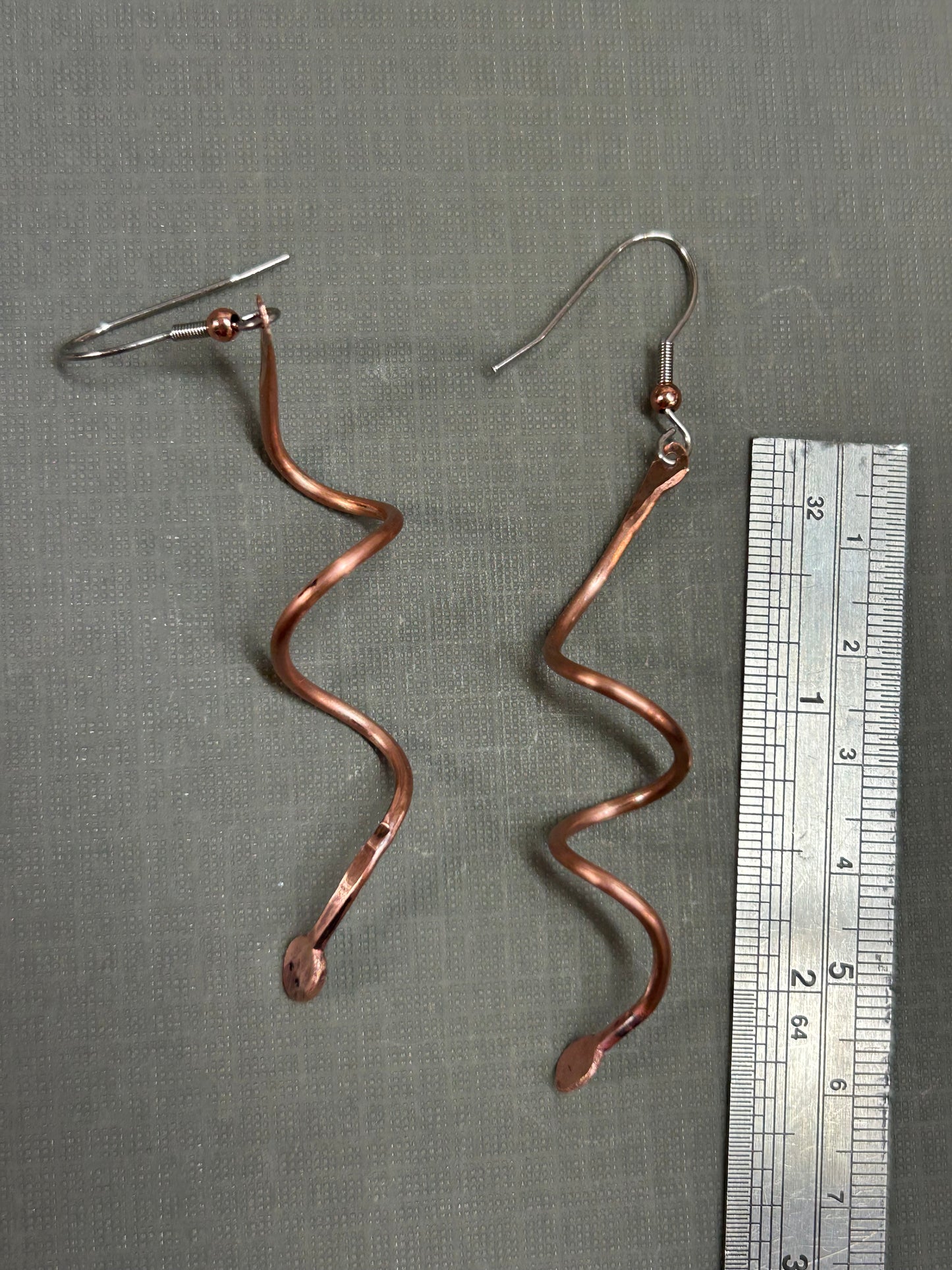Snake earrings- copper