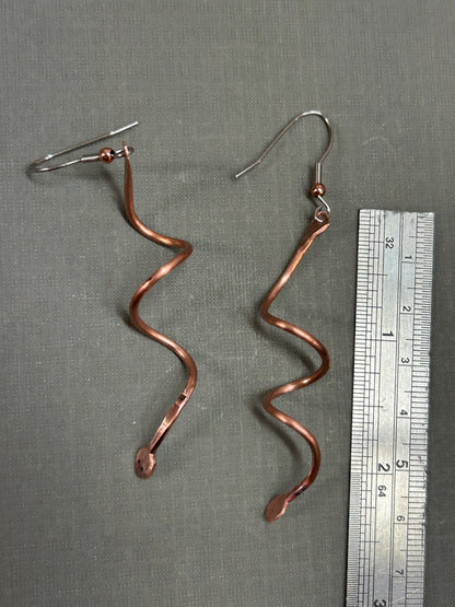 Snake earrings- copper