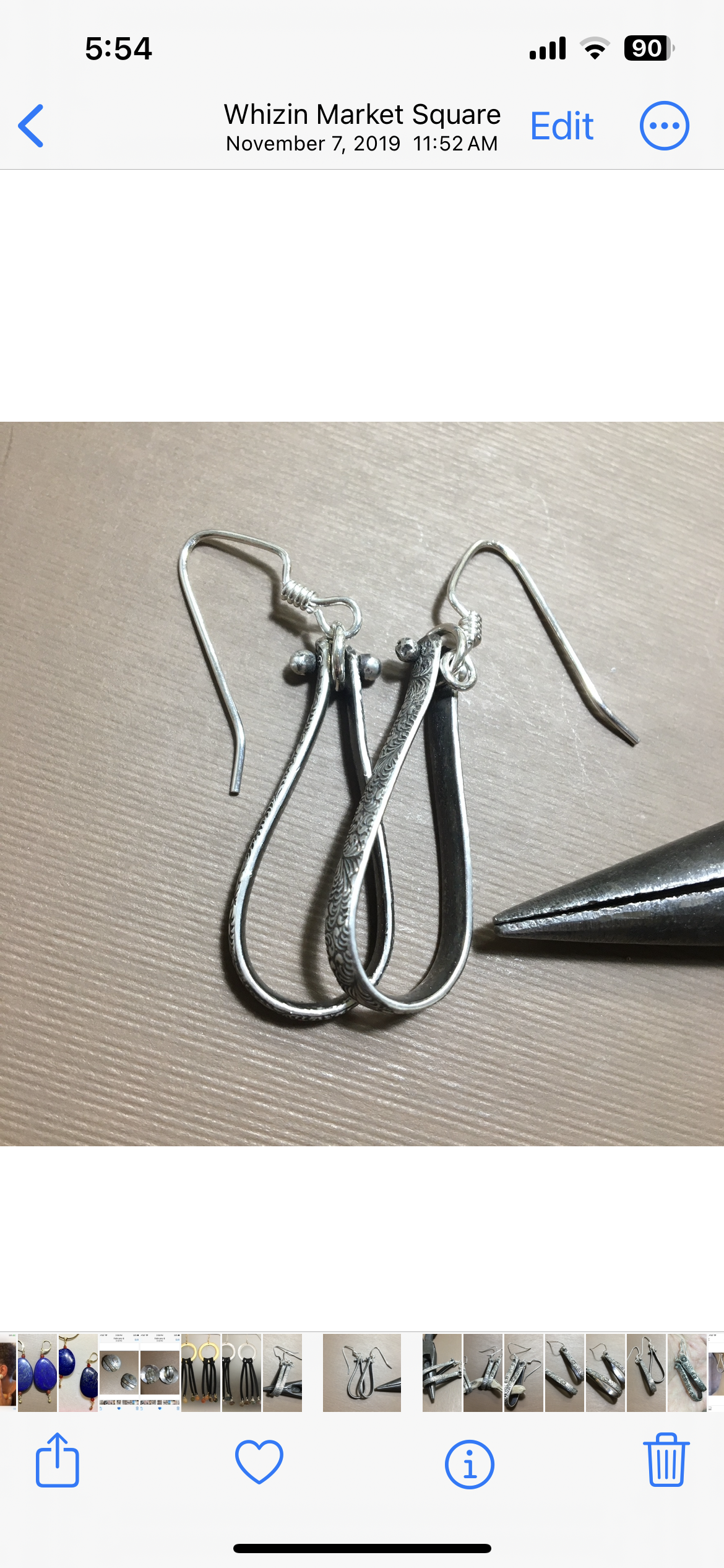 Long hoop textured earrings