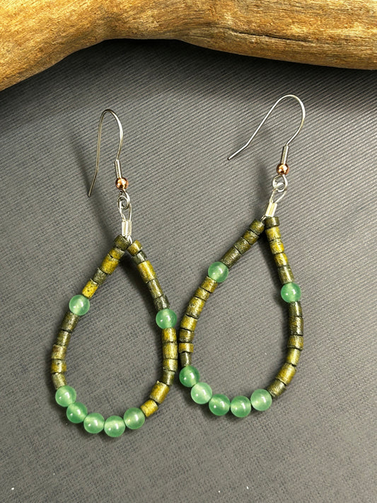 Hoop earrings green aventurine