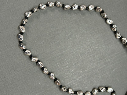 Silver nuggets knotted necklace