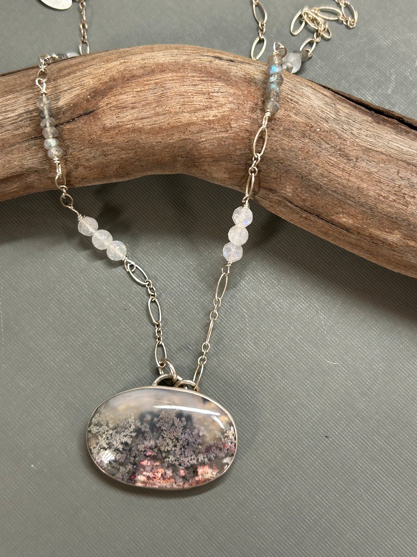 Moss Agate-Underwater scene necklace