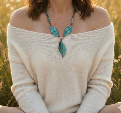 Leaves turquoise necklace