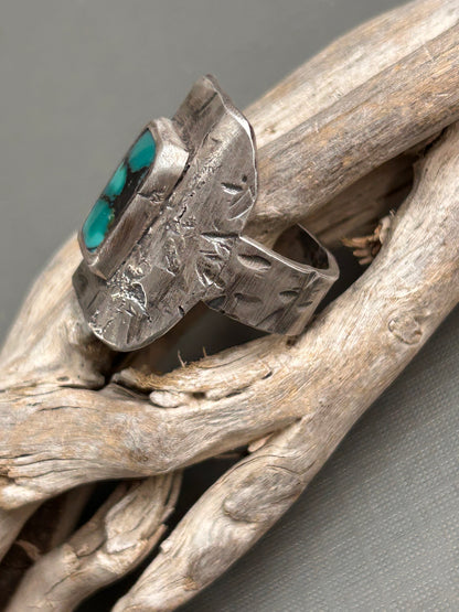 Turquoise silver recycled ring
