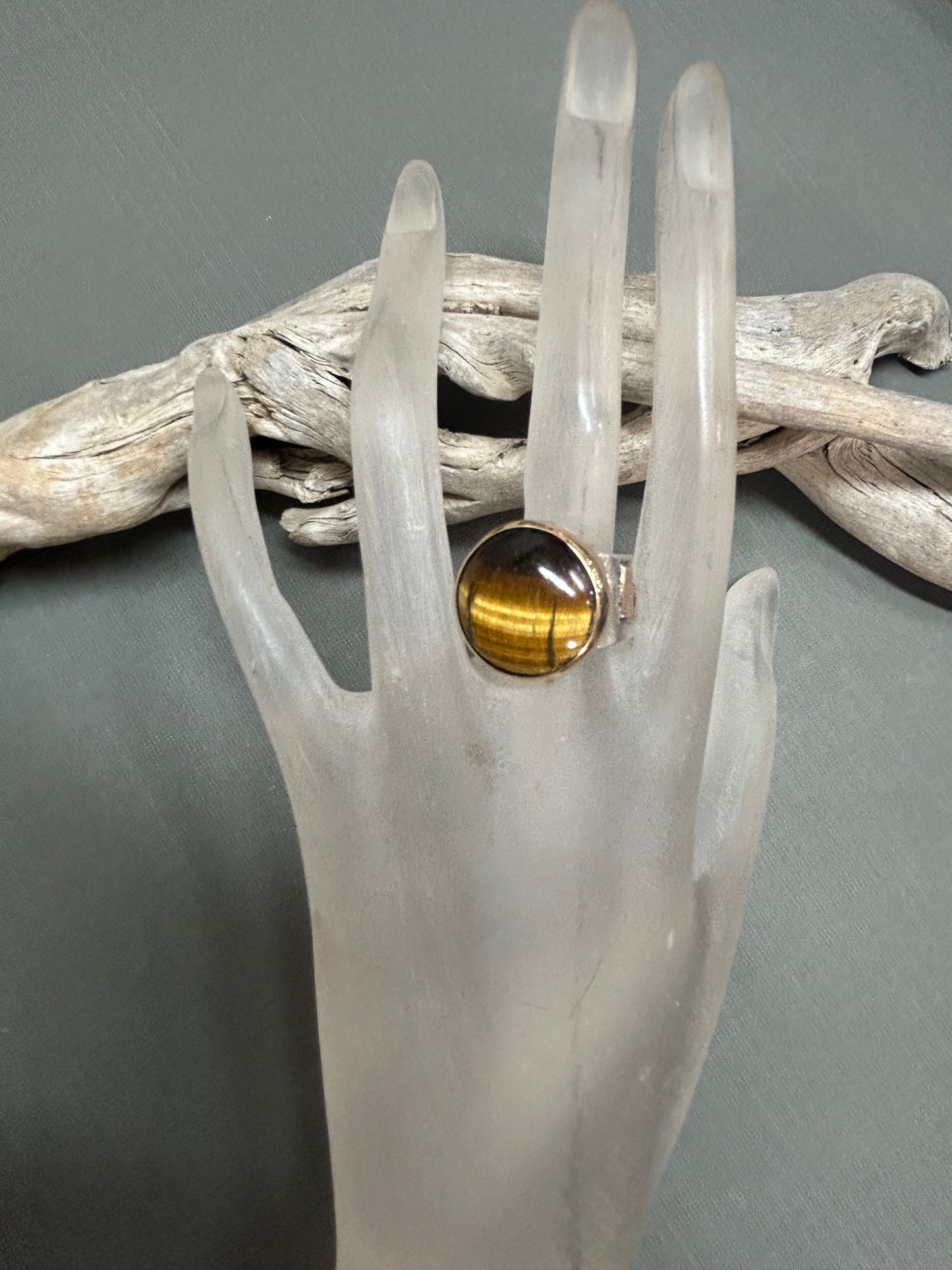 Tiger’s eye bi metal ring