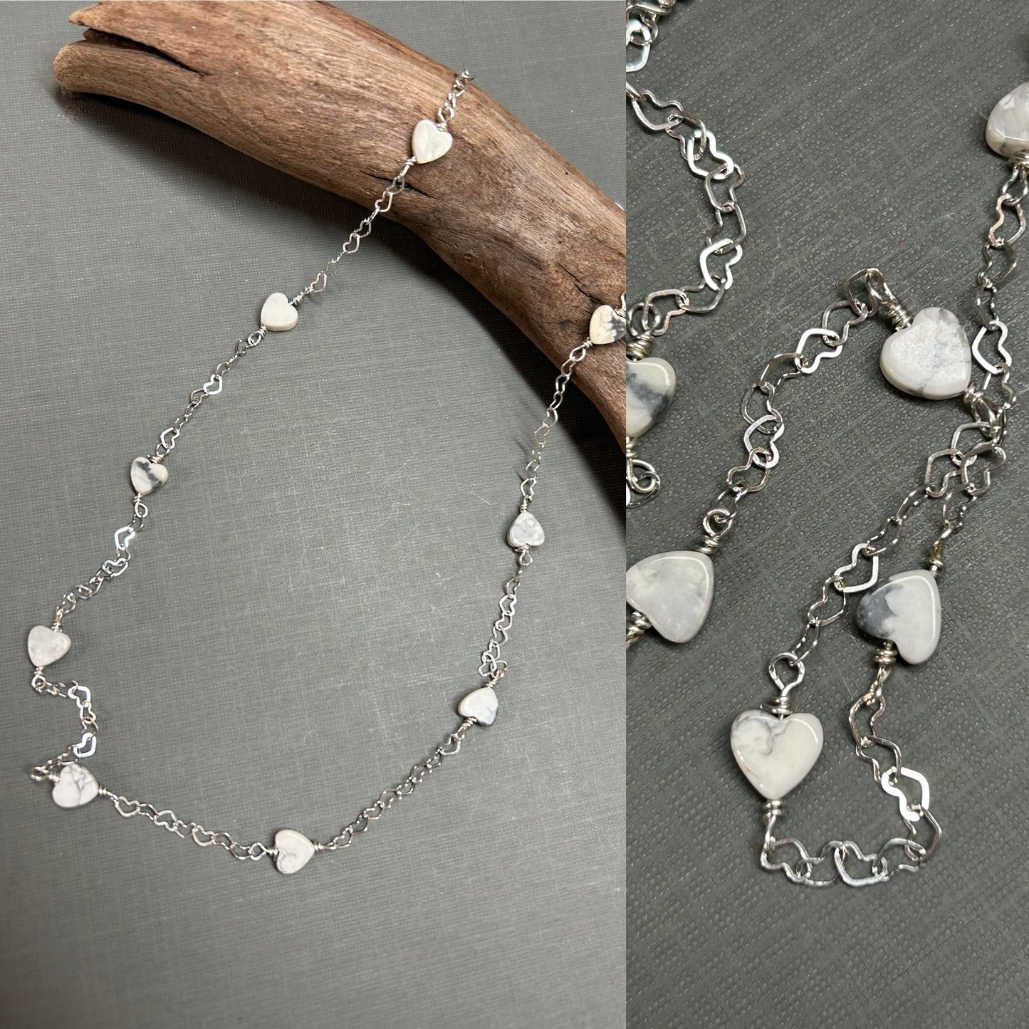 Hearts necklace-White and silver
