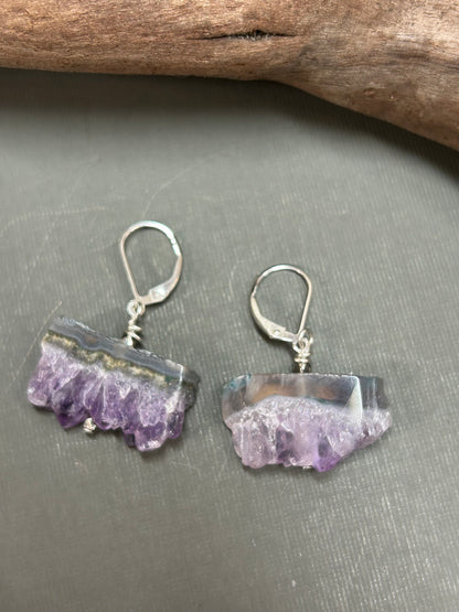 Amethyst purple moss earrings