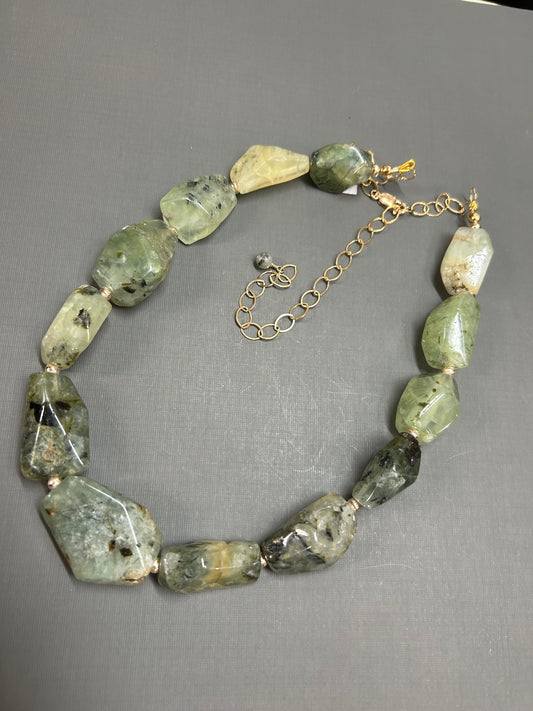 Prehnite green chunky necklace