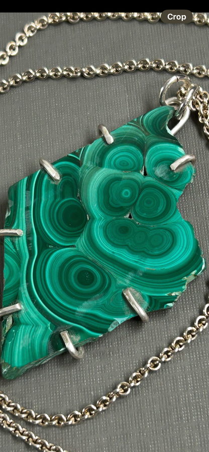 Green Malachite long necklace