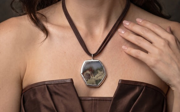 Moss Picture Agate necklace natural Gemstone